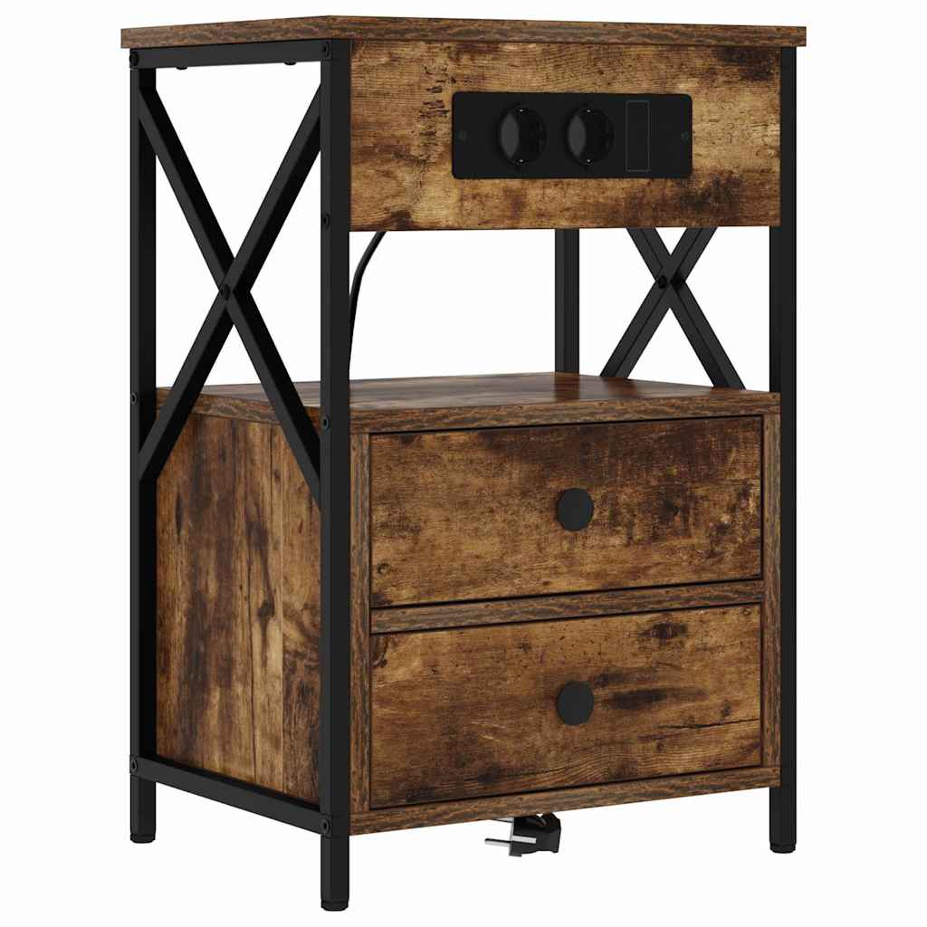 Nightstand Set (2 Pcs) Smoked Oak 40 X 31 X 60 Cm