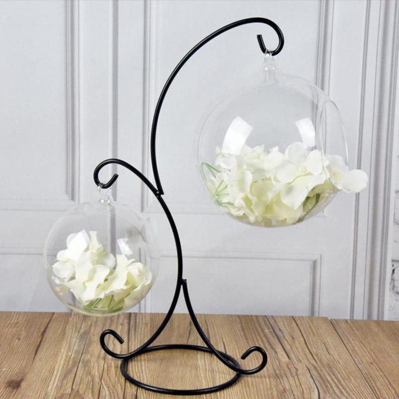 Kovový svícen s dvojitým háčkem 37 cm Stojan na skleněné láhve na rostliny