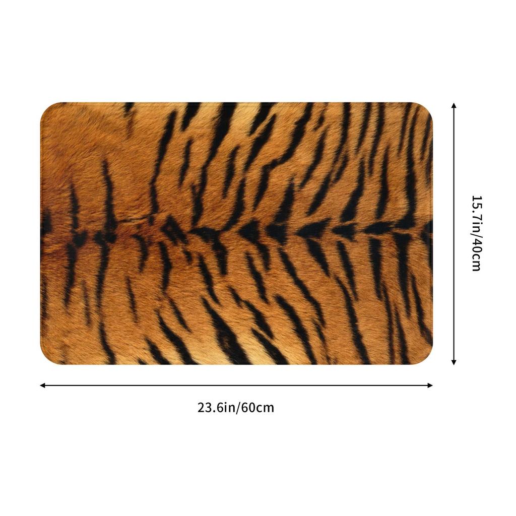 Siberian Tiger Fur Pattern Door Floor Kitchen Bathroom Mats Anti-Slip Indoor Wild Animal Doormat Living Room Entrance Carpet Rug