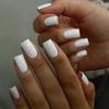 24Pcs Glossy White Press On Nails Medium Square Fake Nails Minimalist Style False Nails Solid Color Full Cover Fake Nails For Women Girls Daily Wear