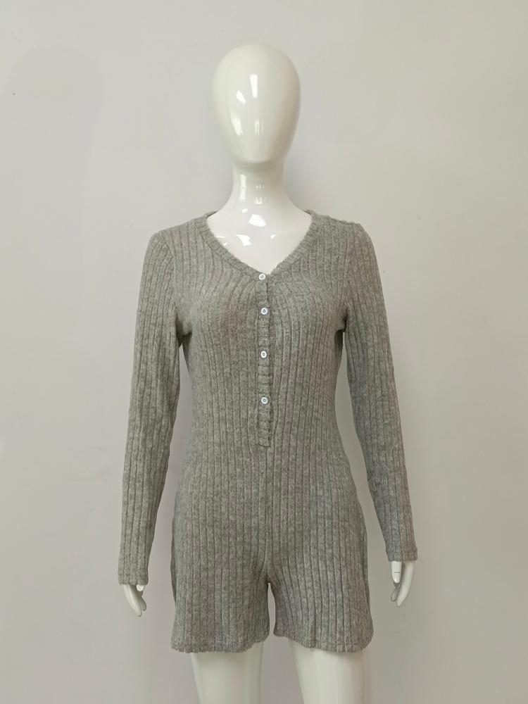 Dames Ribgebreide Jumpsuit - Herfst/Winter Europese & Amerikaanse Stijl, Casual Slim-fit