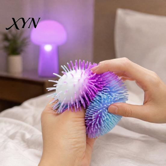 Soft Squeeze Toy Stress Relief Fuzz Ball Toy, TPR Fuzzy Fidget Reusable Anxiety Relieving Office Desk for Focus Aid, Hand Relaxation
