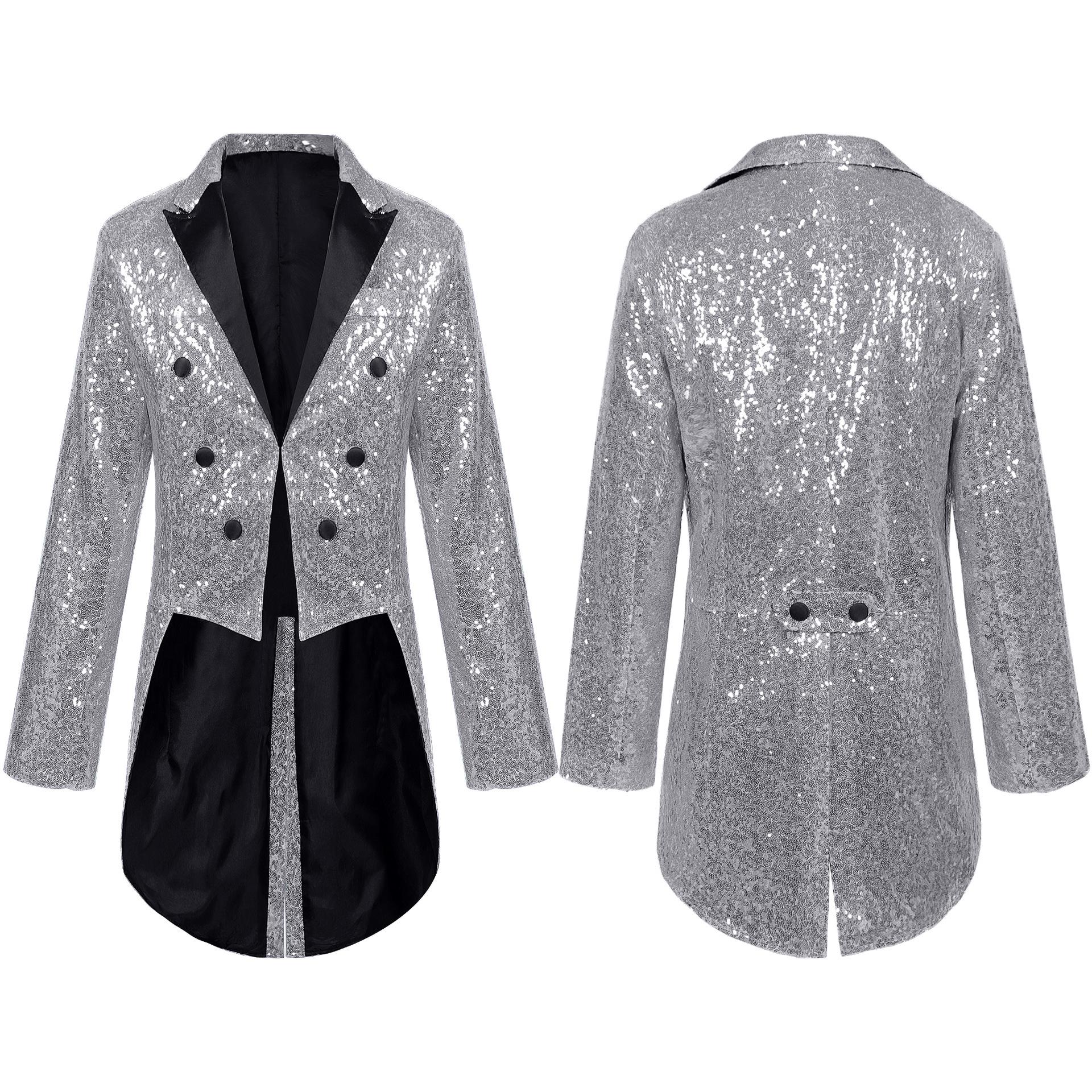 

Men s Sequined Tailcoat Suit for Banquet, Performance, or Nightclub S