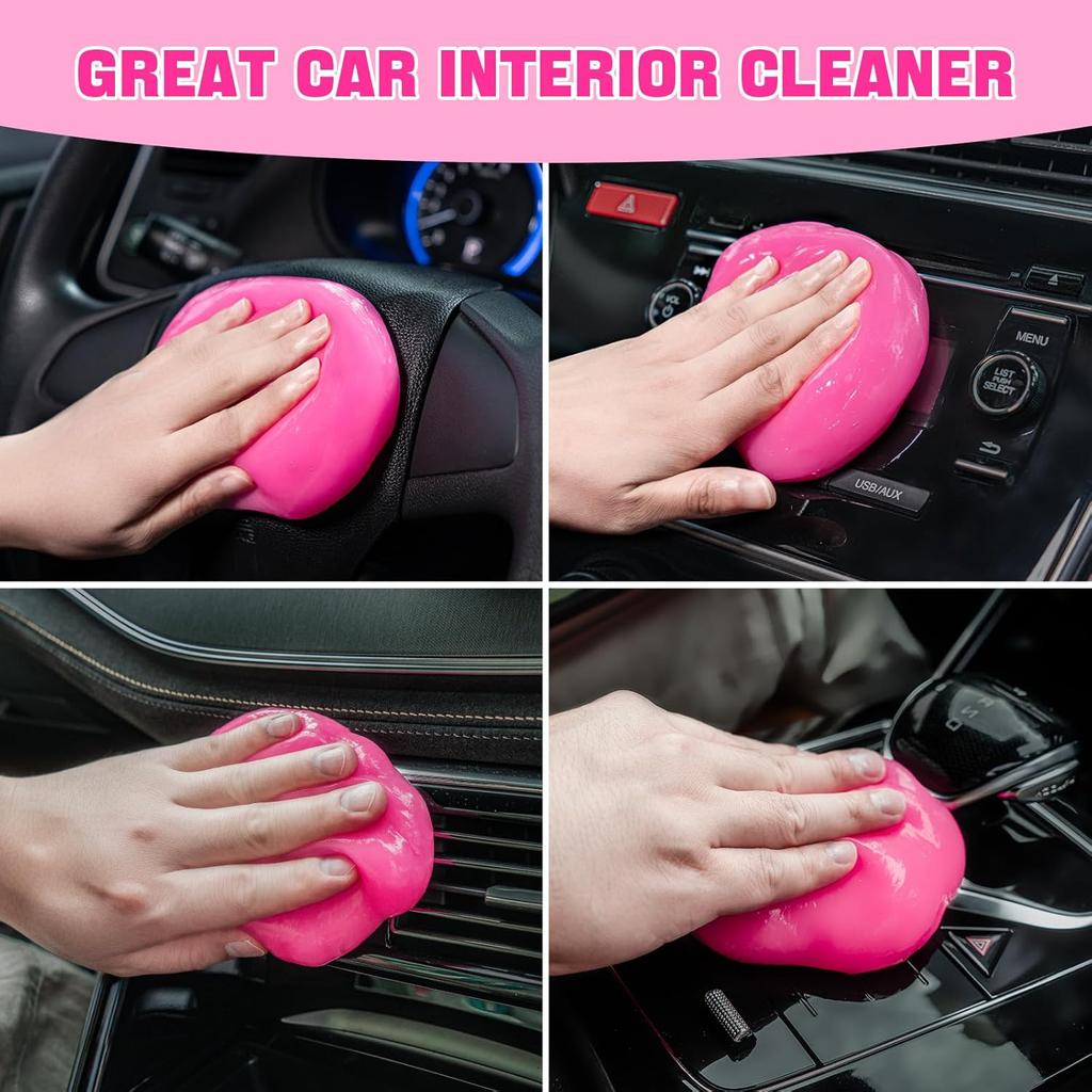 2 Pack Car Cleaning Gel, Pink Car Cleaning Putty, Universal Auto Detailing Tools Car Slime For Air Vent, Dashboard And Keyboard, Auto Accessories For