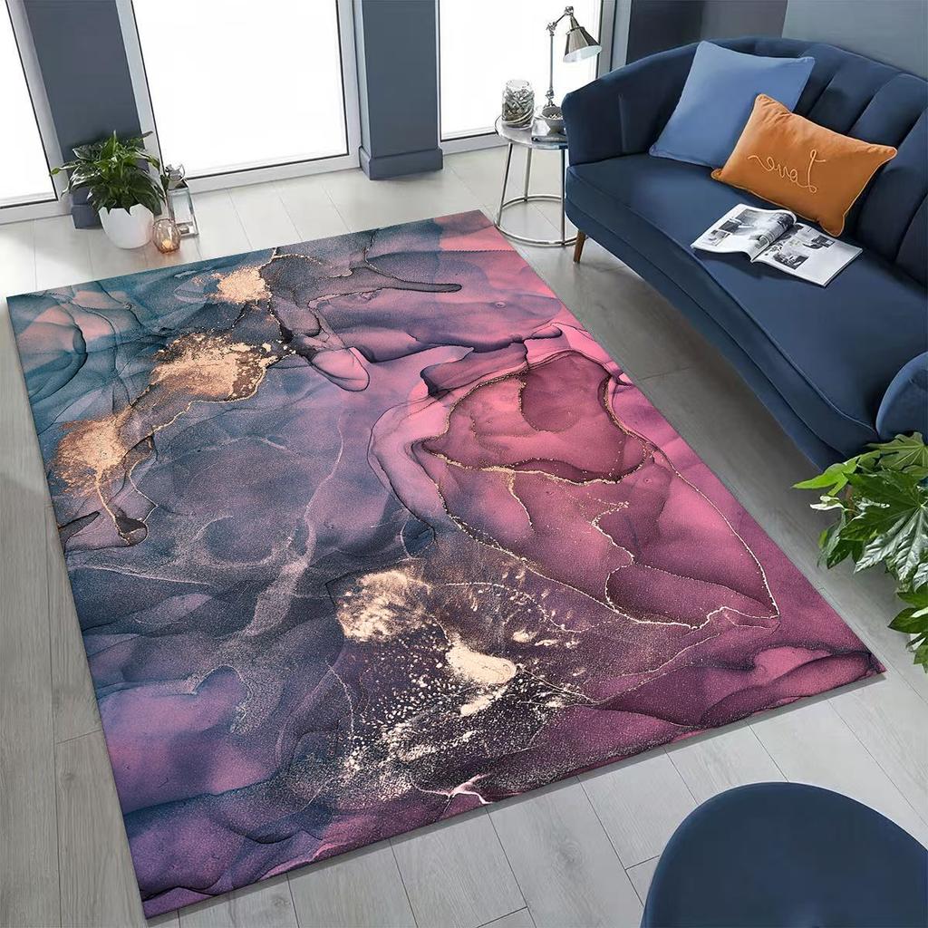 2026 Luxurious Marble Black Green Gold Colorful Stone Texture Rug for Bedroom Living Room Sofa Home Doormat Decor,Non-slip Mat