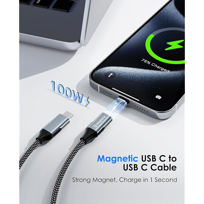 Magtame Magnet-Ladekabel Typ C 100 W Schnellladung/PD-kompatibel Magnetkabel Typ C 24-polige Spezifikation magnetisch staubdicht Abnehmbar