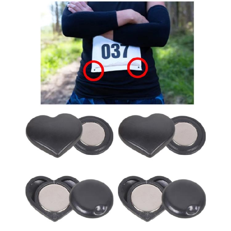 4 Pairs Race Bib Fastening Magnets Heart Shaped Design Secure Magnetic Grip Protects Clothing Running Must Have