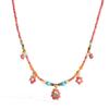 European and American colored natural stone beaded necklace gold-plated stainless steel flower pendant commuter versatile vacation style neck jewelry