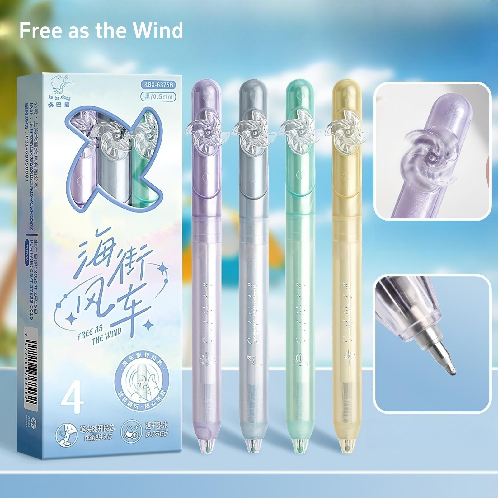 

Набор из 4 нежных и романтичных гелевых ручек, клип с вращающимся цветком маргаритки, быстросохнущие чернила черного цвета для письма, студенческая школьная