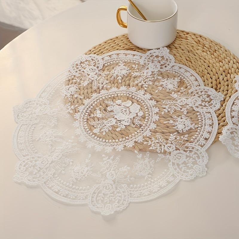33/40/60cm Europe Retro Style Table Mat Beautiful Pattern Romantic Exquisite Embroidery Lace Coffee Cups Mat Vase Table Lamp Pad