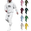 Men's Solid Color Flag Print Hooded Universal Versatile Hooded Sweatshirt Sweatpants Casual Sports Suit