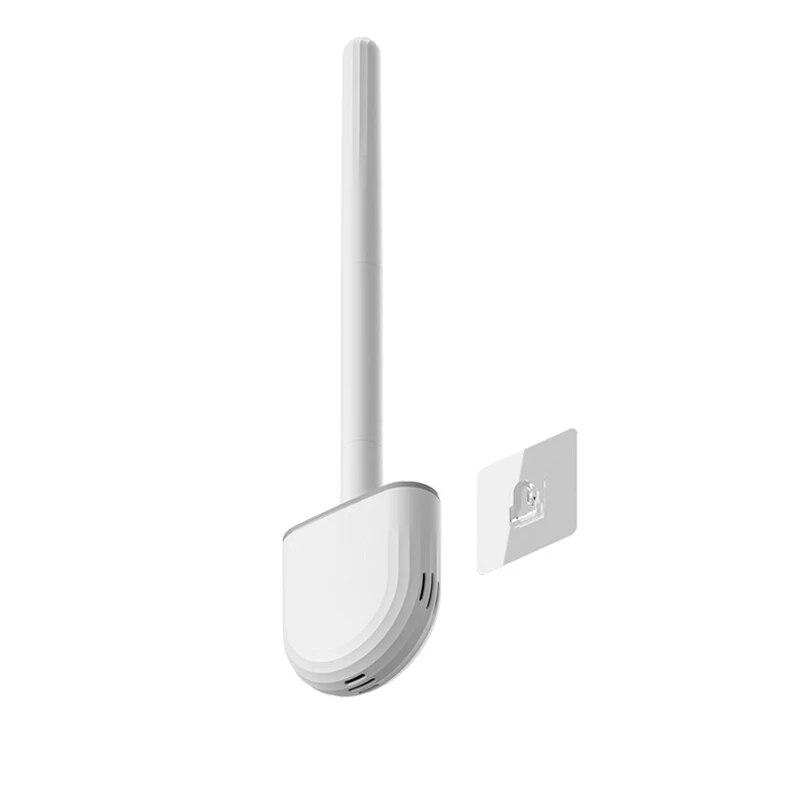 WIKHOSTAR Veggmontert Toalettbørste Silikon Flat Børstehode Toalettbørste Rengjøringsbørste Sett Toalett Rengjøringsbørste Bad