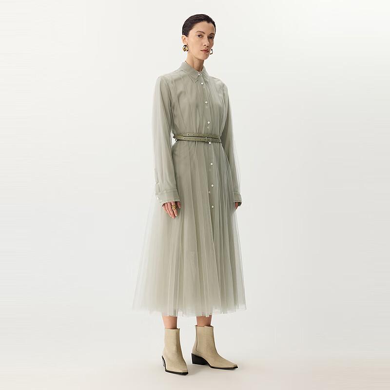 JNBY 2025 Spring A-Line Shirt Collar Dress