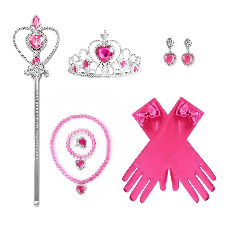 Spot Children's Crown Princess Elsa Headwear Princess Magic Wand Fairy Wand Gloves Necklace Children's Dress Up Accessories