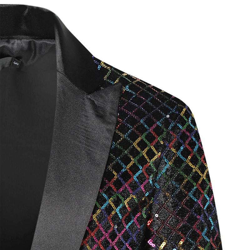 Herrenanzug, Smoking, Partymantel, Pailletten, Gentleman-Blazer, Jacke, Ein-Knopf-Anzug