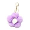 Lightweight Bag Decor Plush Flower Keychain for Handbags, Five-petal Charm, Metal Key Chain Fluffy Backpack Hanging Accessory Women