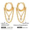 Youthway Classic Round Zircon Chains Tassel Earrings For Women Minimalist 18K Gold Plated Stainless Steel Clip Earrings Jewelry