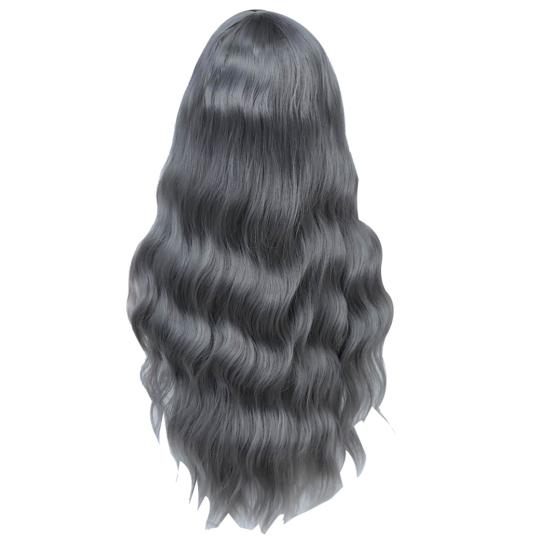 Peruca com franja Cosplay Cabelo longo cacheado Fibra Alta temperatura para festa