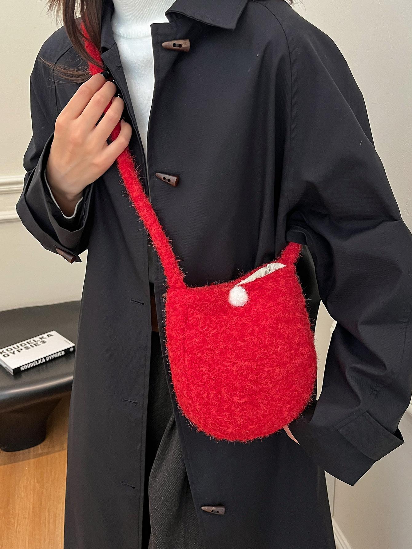 

Square Bag Macaro Fluffy Cute Egg Shaped Small Crossbody Shoulder Tote Bag For Women New Fashi Sweet Style Nice Hand Bag