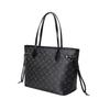 (Schwarz) Damen Karierte Tote Schultertasche Geldbörse PU Leder Handtasche Tasche Mit Innentasche