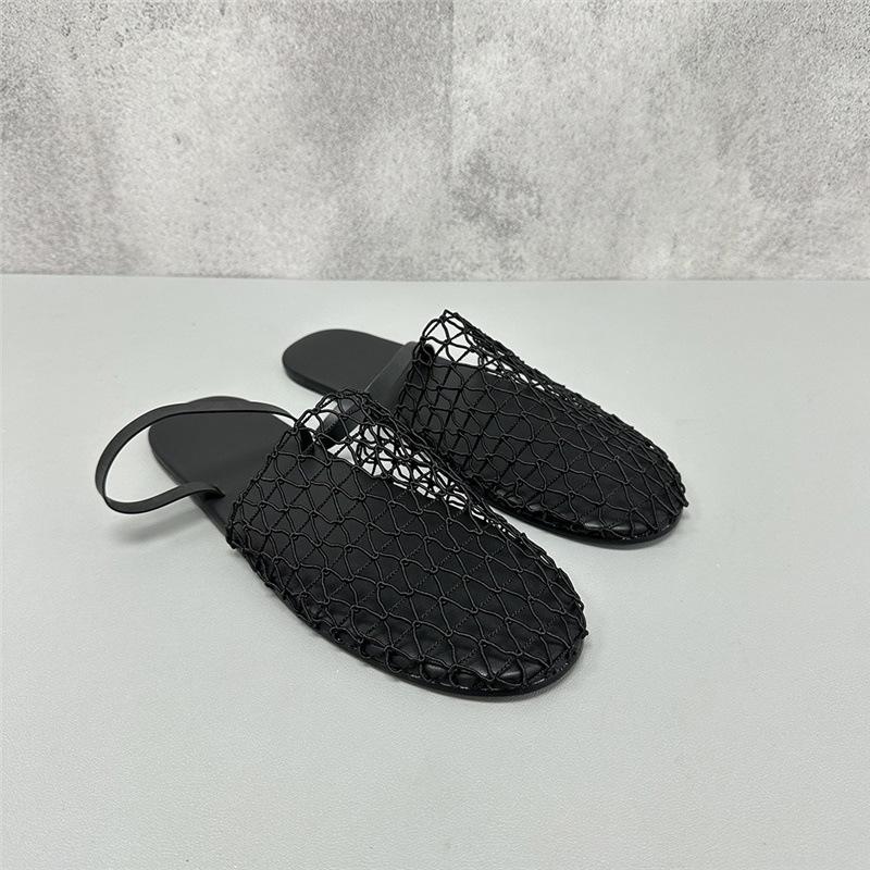 Fashion Mesh Women Ballet Falts Shoes Summer Luxury Sandals Ladies Rome Leisure Round Toe Buckle Strap Women Pumps Loafers Shoes 2024
