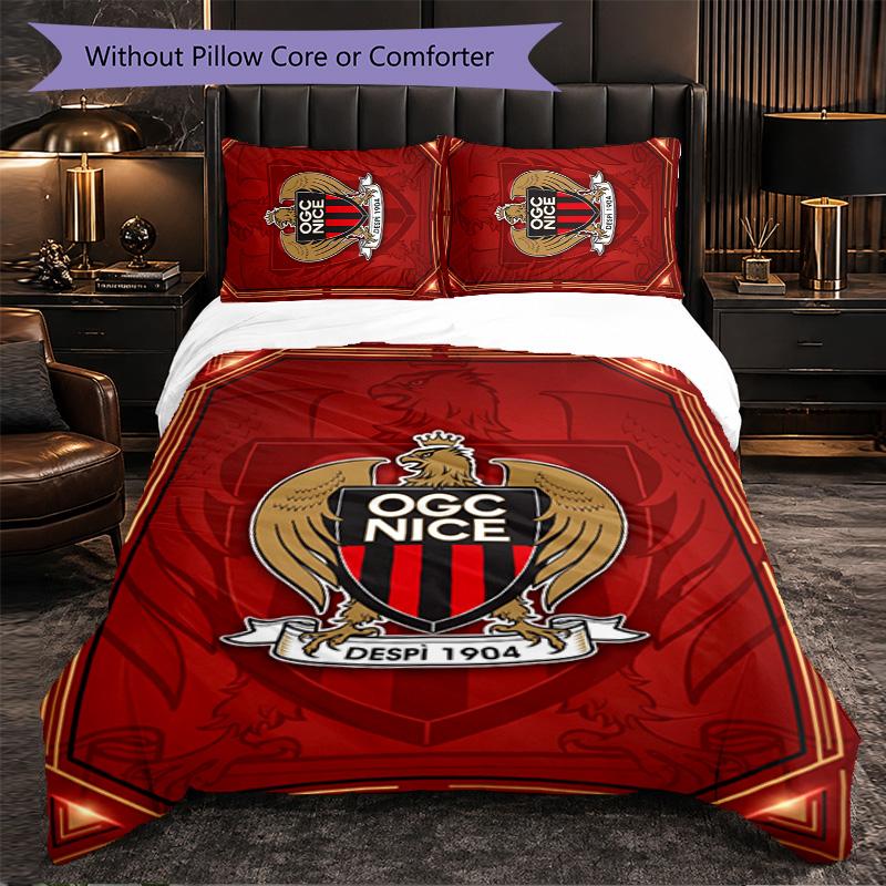 OGC Nice FC Themed Bedding 3Pcs Duvet Cover Set Decorative Bed Linen For Teen Room Home Decoration