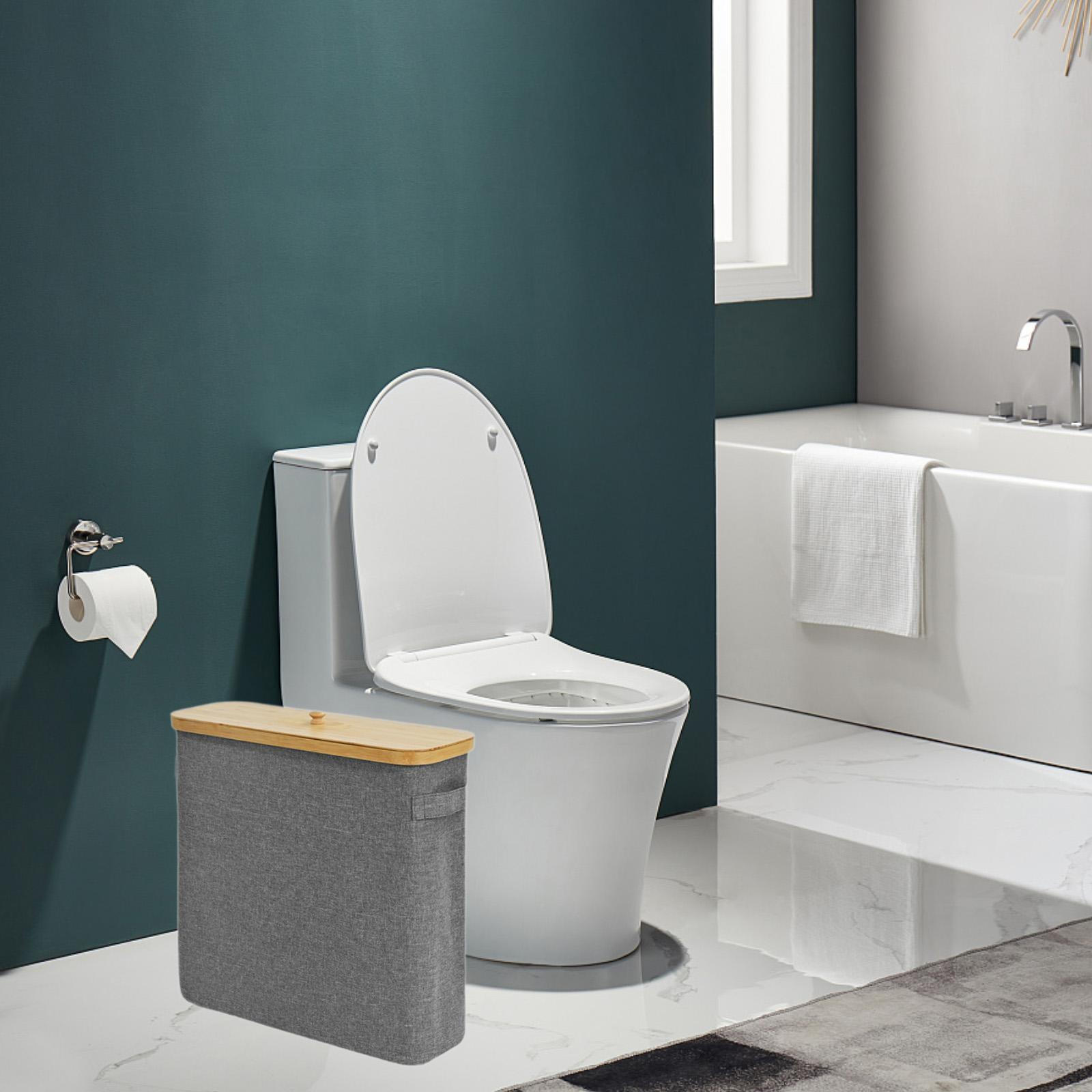 Корзина для салфеток с бамбуковой крышкой для хранения туалетной бумаги и белья серый 2990₽