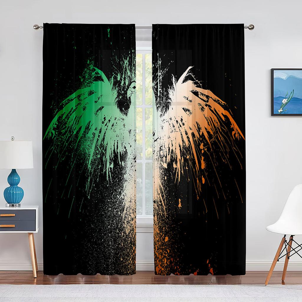 Pasăre Flacără Phoenix Zburătoare Animal Psihedelic Perdele Tulle pentru Decor Living Perdea Voal Transparentă pentru Dormitor Jaluzele Fereastră