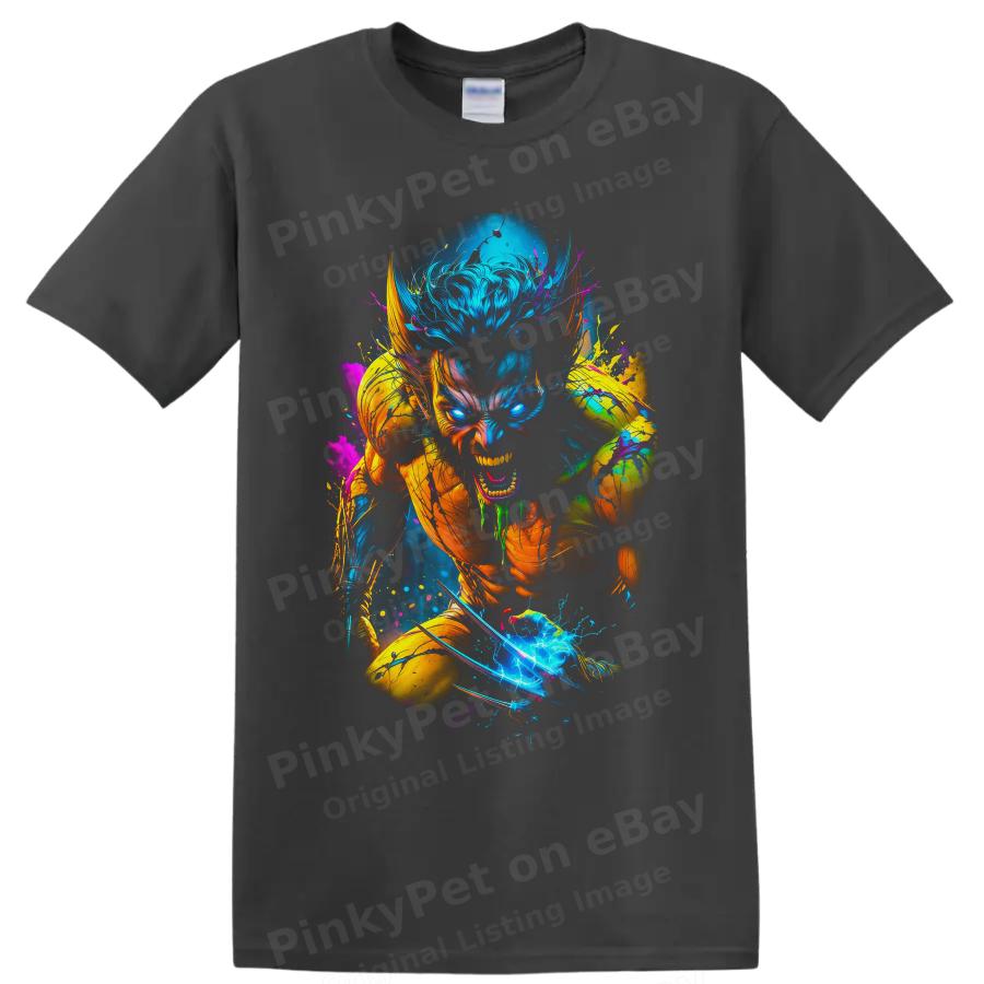 Wolverine Neon Claws Superhero Graphic T Shirt Fan Art Tee Gift