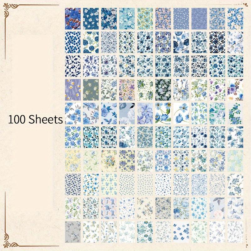 100 pcs Vintage Flowers pattern material paper DIY Decoration Scrapbook background paper for Junk Journal craft paper