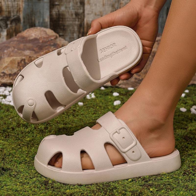 Men's bag head cool slippers outer wear home EA summer wear-resistant, non-slip and non-smelly feet men's beach hole shoes