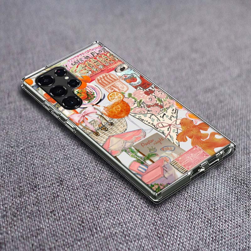 Meereslandschaft Wein Zitrone Handyhülle Für Samsung Galaxy S24 S23 S21 S20 FE S22 S26 Ultra S25 Edge S10 Plus Hülle Klar TPU Capa