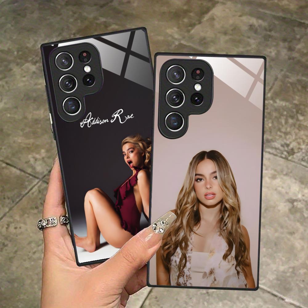 Addison Rae Glass Mobile Phone Case for Samsung Galaxy S26 S25 S24 S23 S22 S21 S20 Note20 Plus FE Ultra Colorful Cover