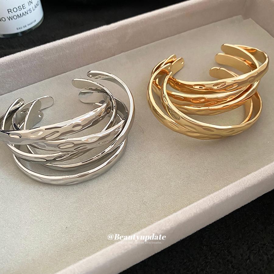Five-Piece European & American Geometric Open Bangle Set: Minimalist, High-End Women's Jewelry