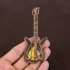 Natural Labradorite Gemstone Handmade Copper Wire Wrap Guitar Pendant 4.53" L9k80
