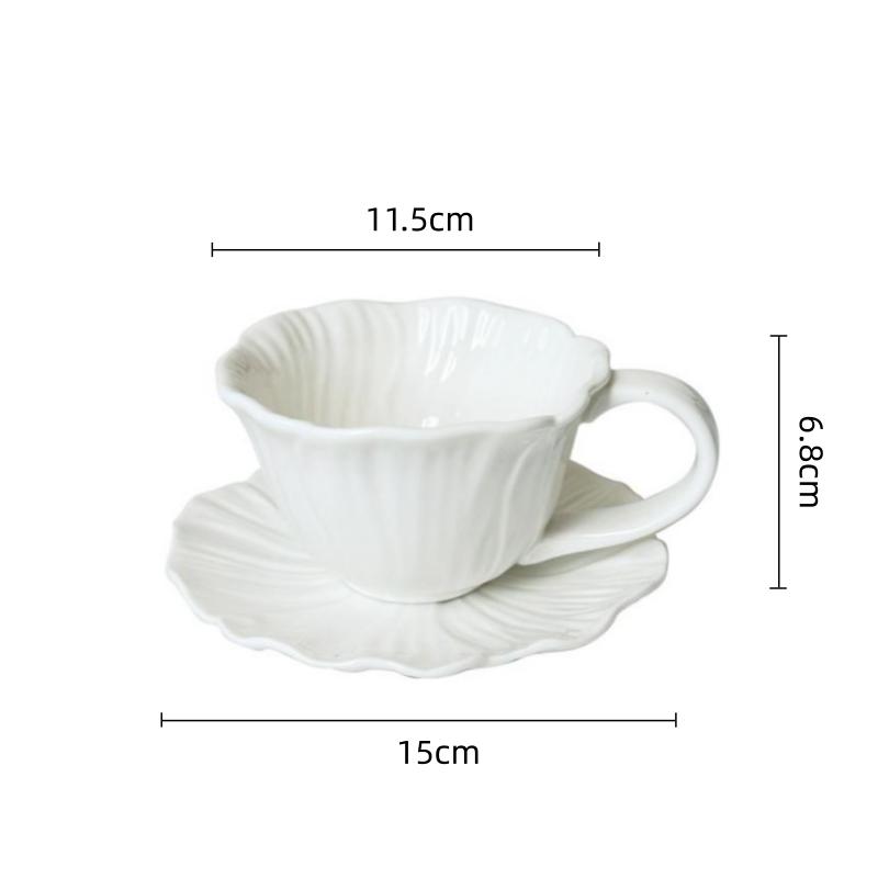 

BRChrysanthemum Flower Shaped Cup&saucer Dining Table Coffee Mug Delicate Porcelain Mugs Afternoon Tea Teacup Dish and Cup SetEY 300ml белый