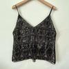 Women's Summer Sequin Beaded Deep V-Neck Crop Cami – Sparkly Sleeveless Layering Tank Top, Sexy Slimming Clubwear