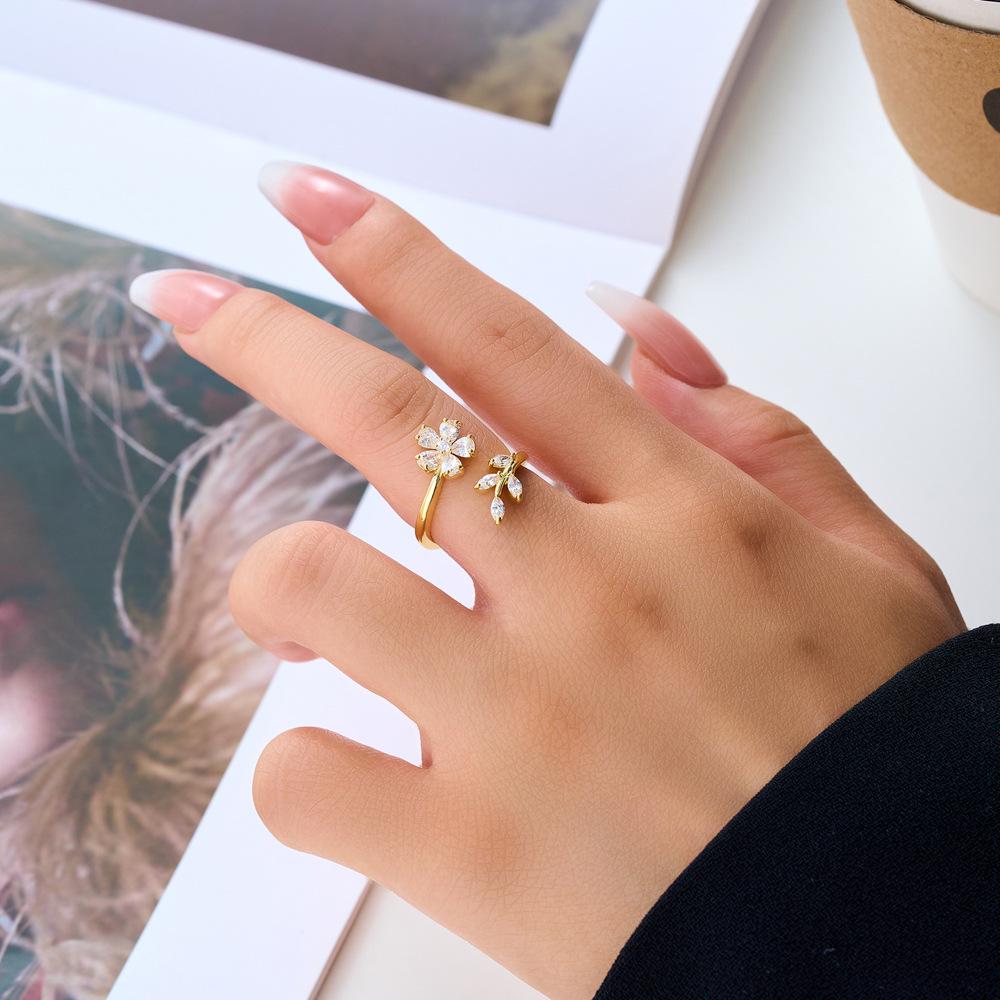 Elegant Gold-Plated Adjustable Wheat Ear Open Ring