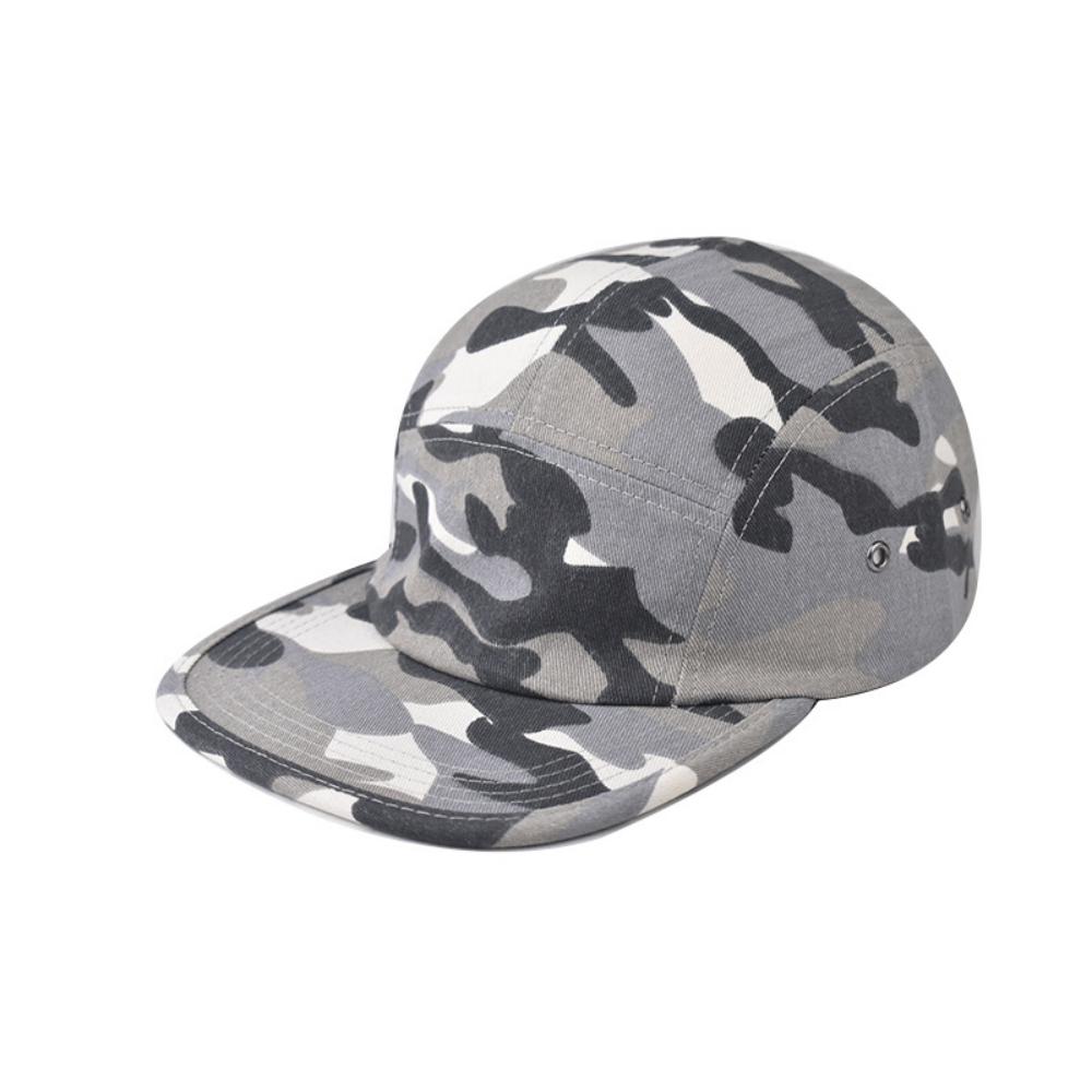 Workwear Three- Camouflage Printed Five-panel Flat Brim Hat Suitable for Outdoor Camping and Exploration