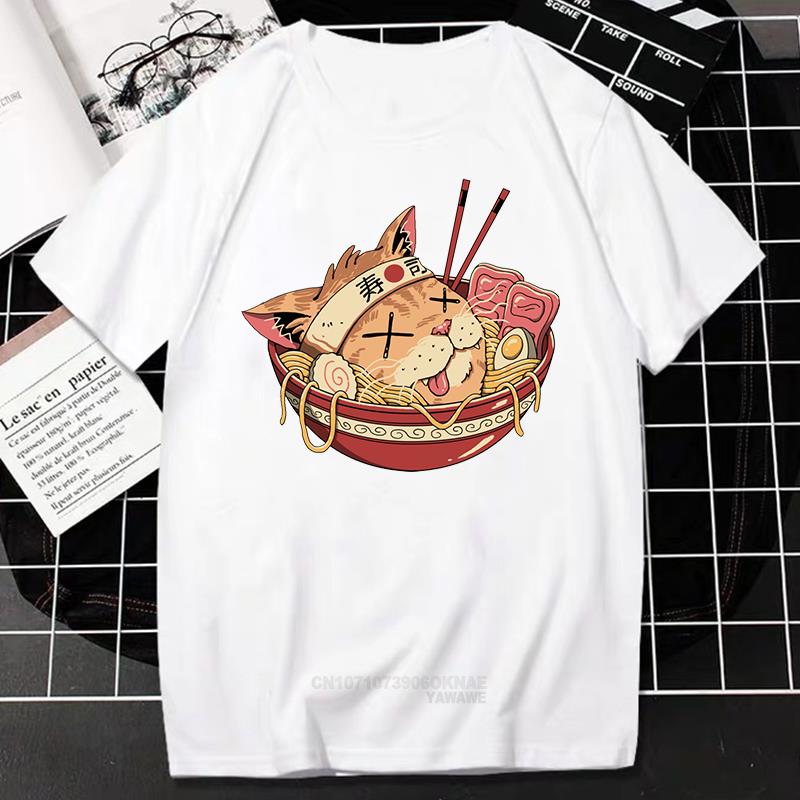 Kawaii Catana Tshirt Harajuku Cartoon Cat Print Top Women Men Casual Comfortable Tee Oversized Tshirt Roupas Masculinas