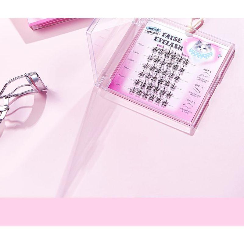 Puremantis - Set: Glue-free Multipack False Eyelashes Cluster + Tweezers + Eyelash Curler (Various Designs)