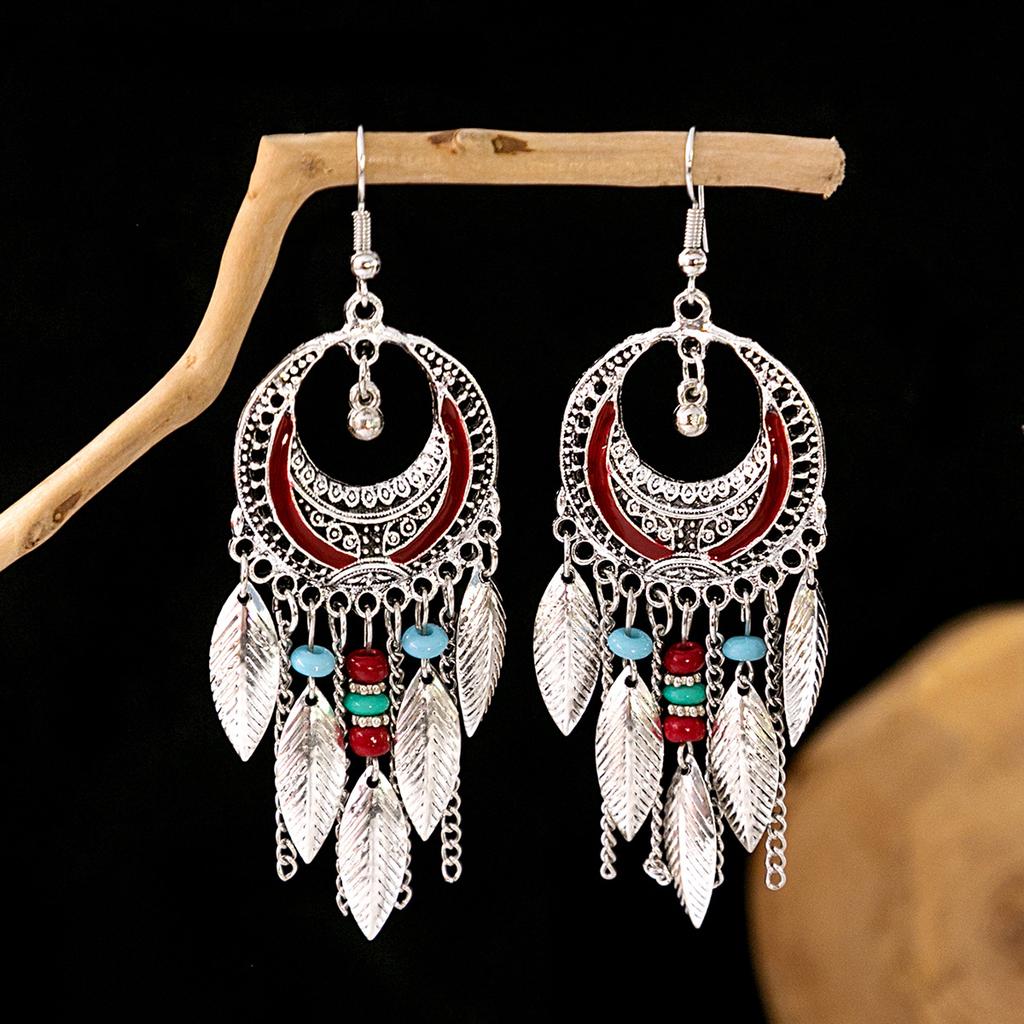 Bohemian Fringed Turquoise Earrings, Retro Minority Style Earrings, Personalized Temperament Earrings.