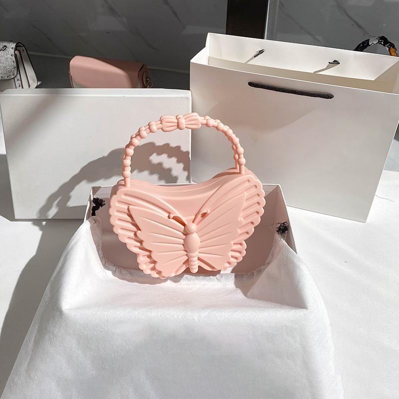 Genți noi de damă tip jeleu din PVC cu fluturi, genți dulci de modă, genți de picnic pentru exterior, genți casual de modă pentru femei