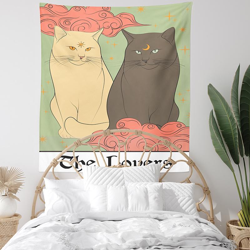 

Tarot Cat LOVE print tapestry, decorative background cloth 73X95cm (send accessories)
