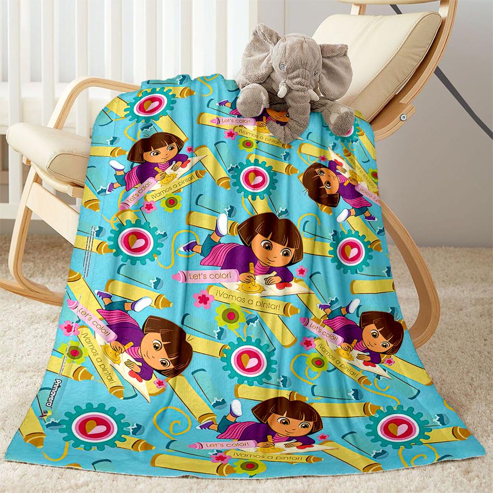 Dora Explorer Blanket Soft Warm Cozy Great for Office Picnics Livingroom All-Season Use Playful Design Ideal Gift For Birthday Valentine'S Day