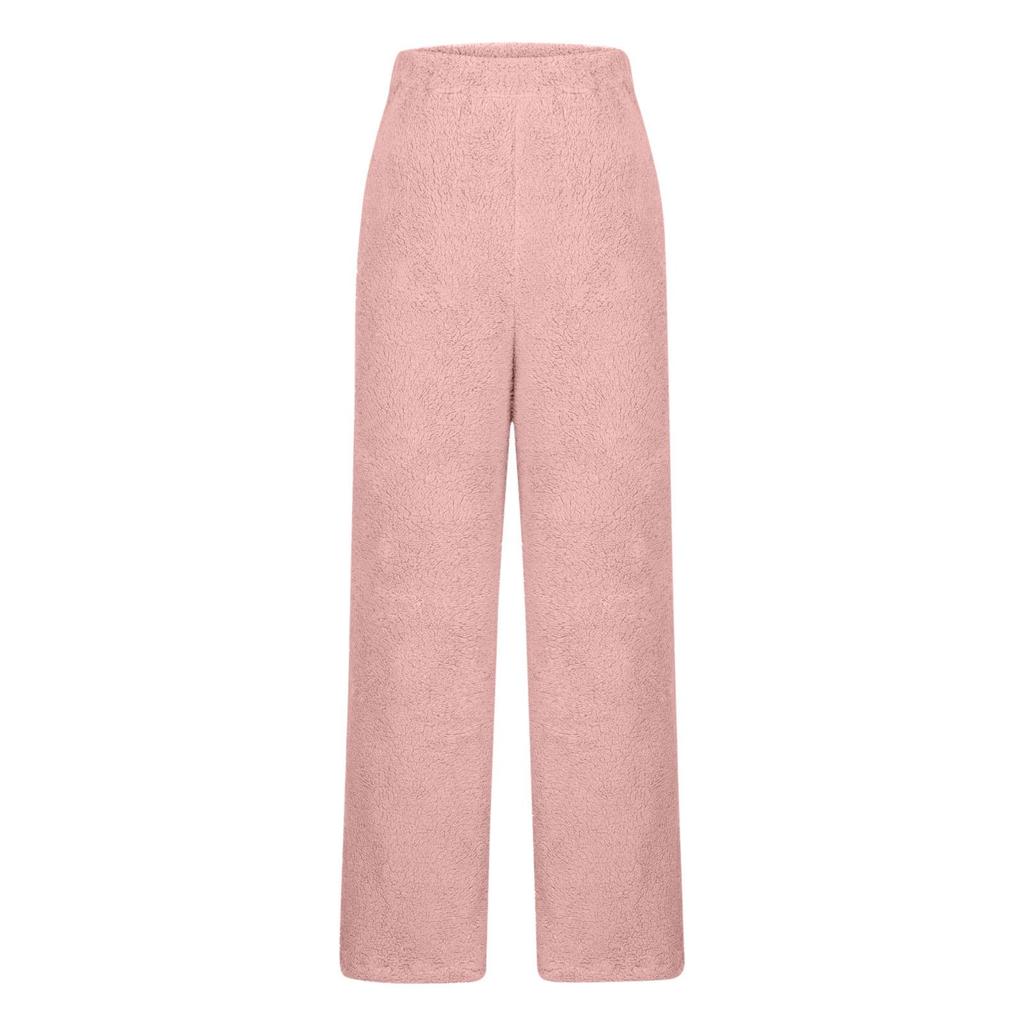 2025 Women's Wide-Leg Warm Plush Elastic Waist Pants