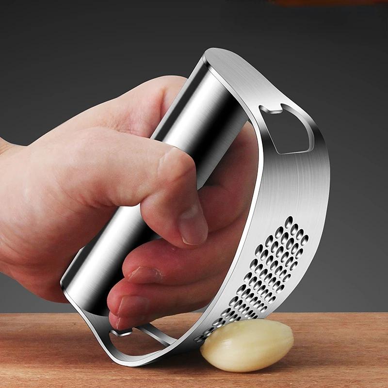 1pc Stainless Steel Manual Garlic Press Vegetable and Fruit Cutter Tools Kitchen Accessories Gadget Garlic Grinding Slicer