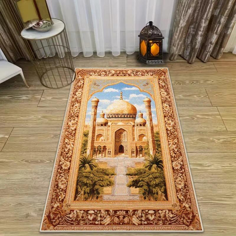 Islam Muslim Prayer Mat Living Room Decor Anti-slip Carpets Bedroom Bedside Soft Rug Entrance Doormat Machine Washable Carpet