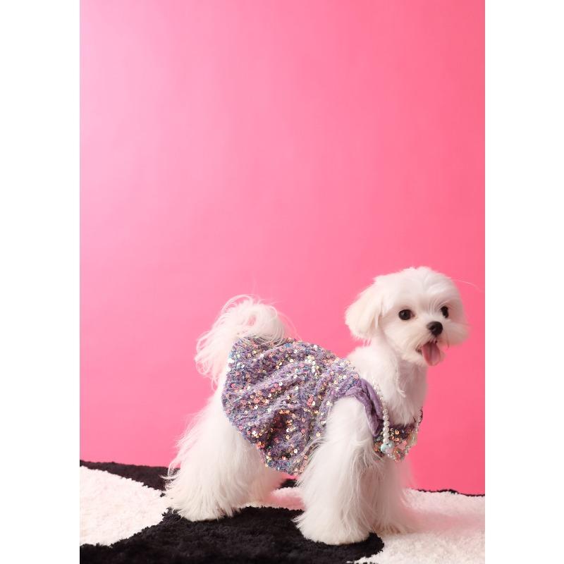 Dog Dresses for Small Dogs Party Sequins Velvet Dress for Dogs Girl Puppy Birthday Wedding Christmas Outfit Soft Pet Apparel Cute Chihuahua