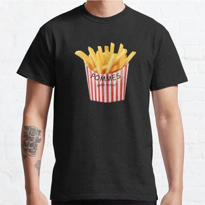 Plus Size S-3XL French Fries Forever Funny Fast Food Printed T-shirt Men's Tops Fashion Clothes Tees